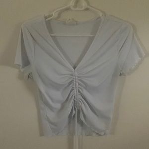 White Drawstring Crop-top